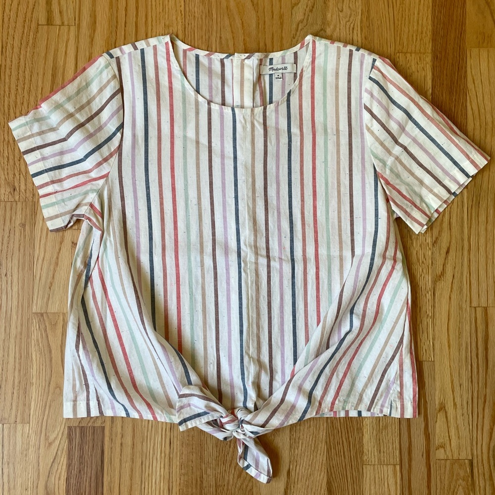 Madewell Tie Front Blouse Top Size Medium